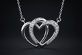 Double Heart 925 Silver Diamond Pendant with Lab-Grown Diamonds
