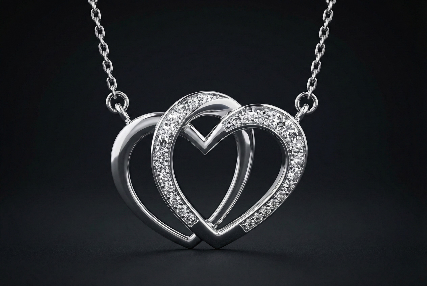 Dual Heart Diamond Pendant Orilucent