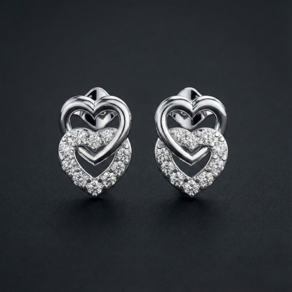 Interlocked Heart Diamond Stud Earrings Orilucent