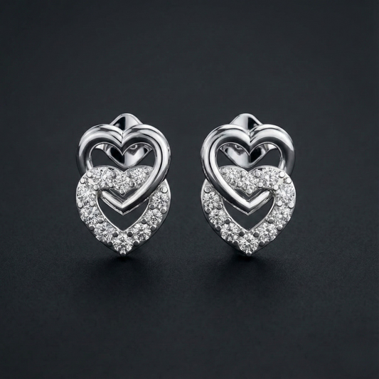 Interlocked Heart Diamond Stud Earrings Orilucent