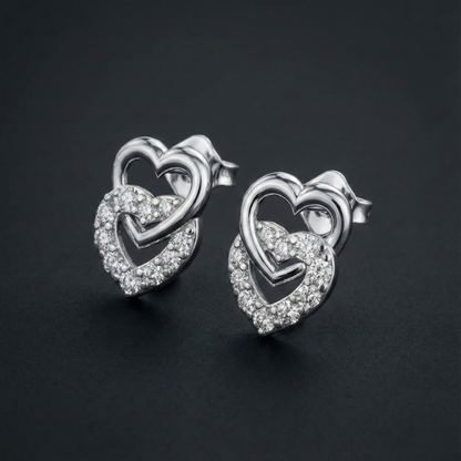 Interlocked Heart Diamond Stud Earrings Orilucent
