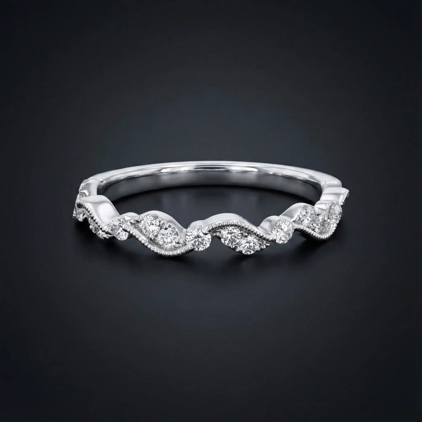 Diamond Wave Band Ring Orilucent