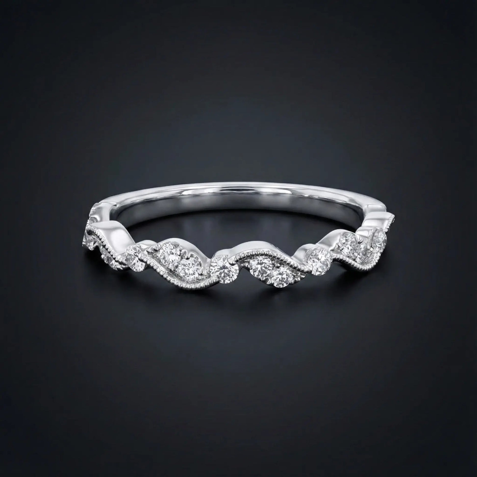 Diamond Wave Band Ring Orilucent