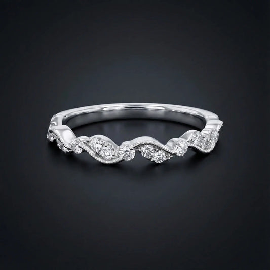 Diamond Wave Band Ring Orilucent