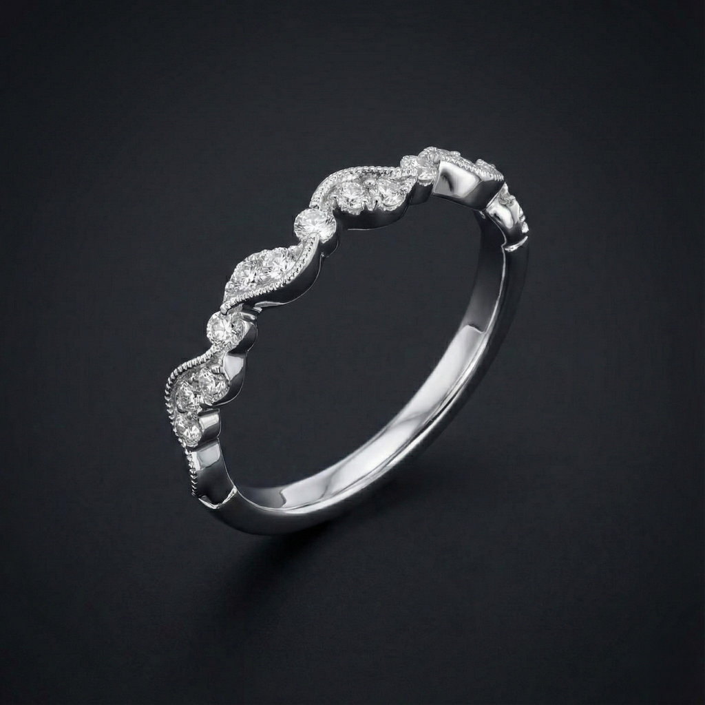 Wave 925 Silver Diamond Ring with Lab-Grown Diamonds