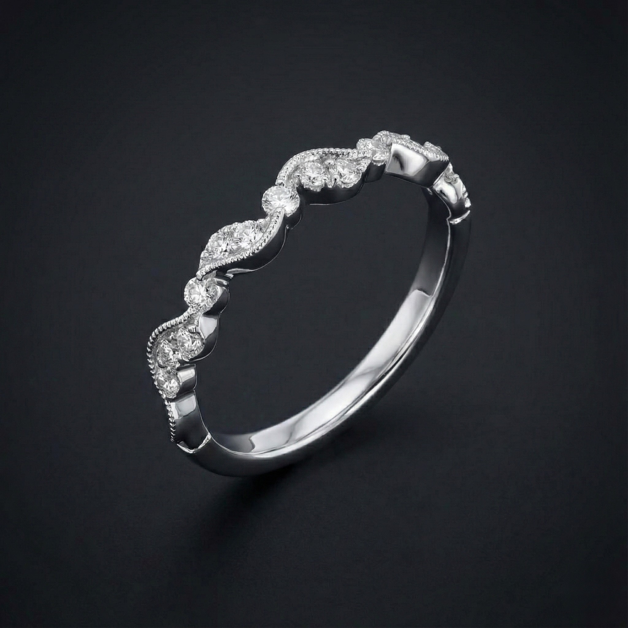 Wave 925 Silver Diamond Ring with Lab-Grown Diamonds