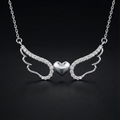 Wings Heart Silver Diamond Pendant with Lab-Grown Diamonds