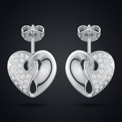 Yin Yang Heart Diamond Stud Earrings Orilucent