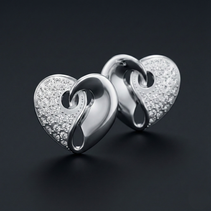 Yin Yang Heart Diamond Stud Earrings Orilucent